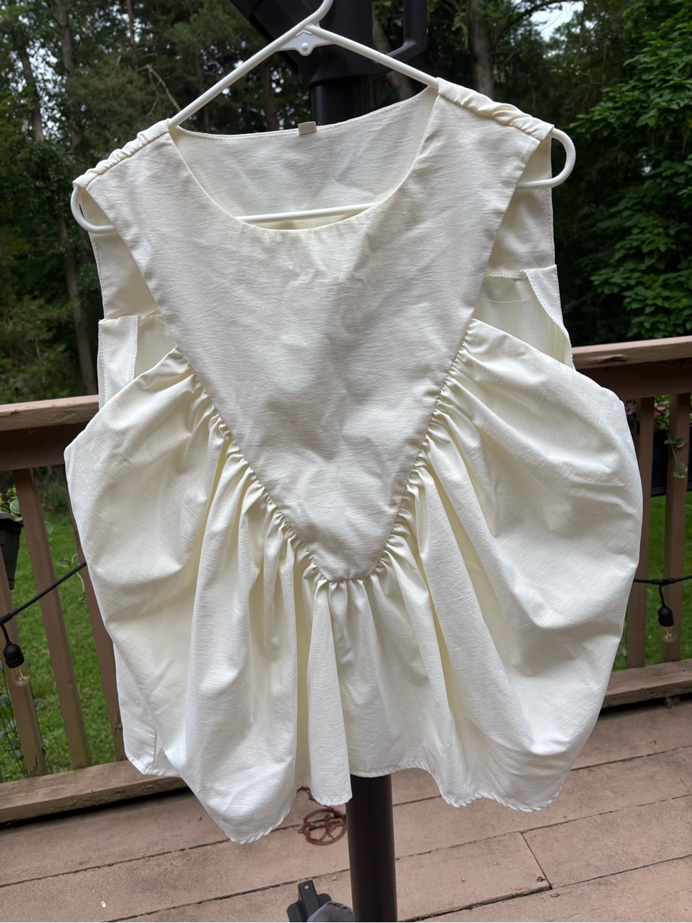 Amazon Cream Gathered V-Panel Sleeveless Blouse